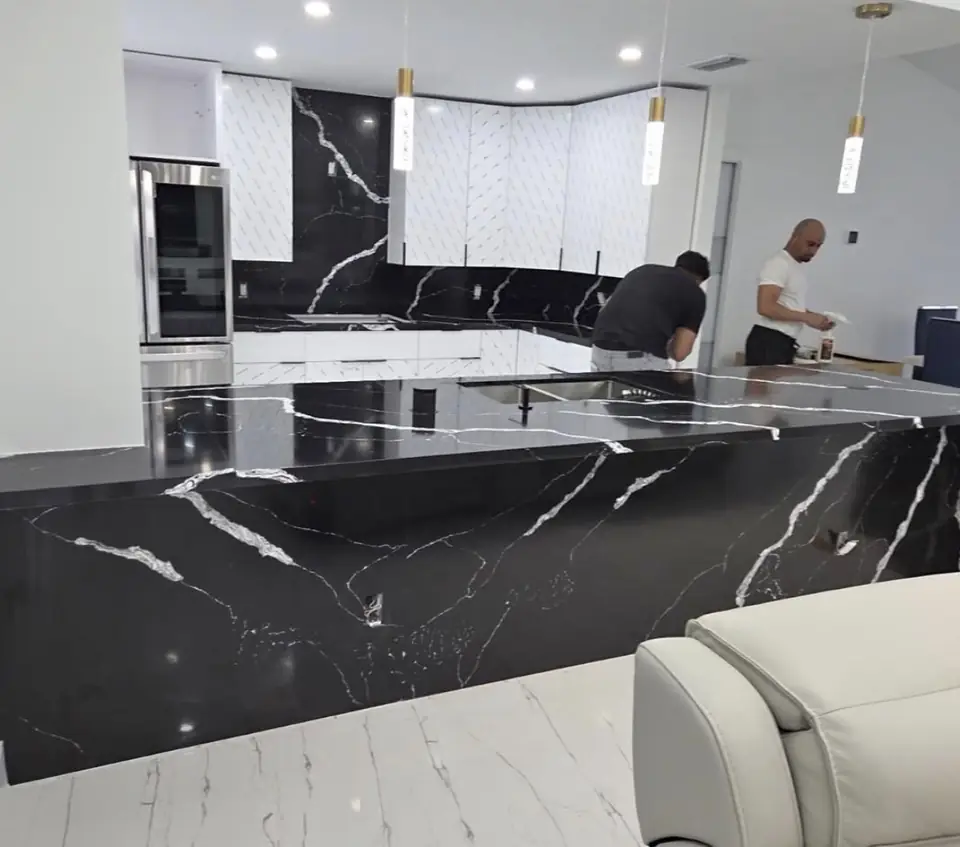 Black marble kitchen - real Remodel Right FL project