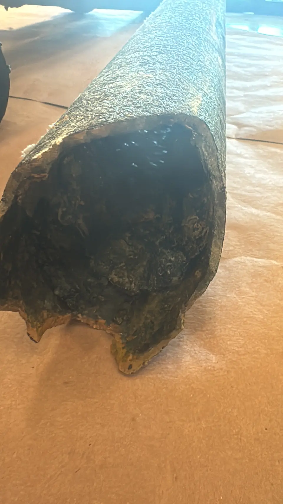 Corroded cast-iron drain (before) - real Remodel Right FL project