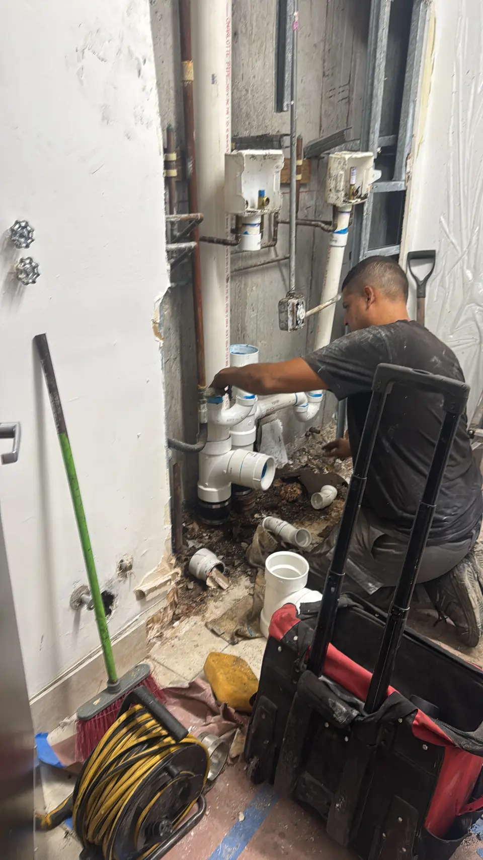 Plumber at work - real Remodel Right FL project