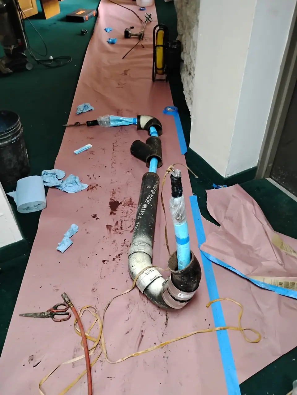 Relining setup, floors protected - real Remodel Right FL project